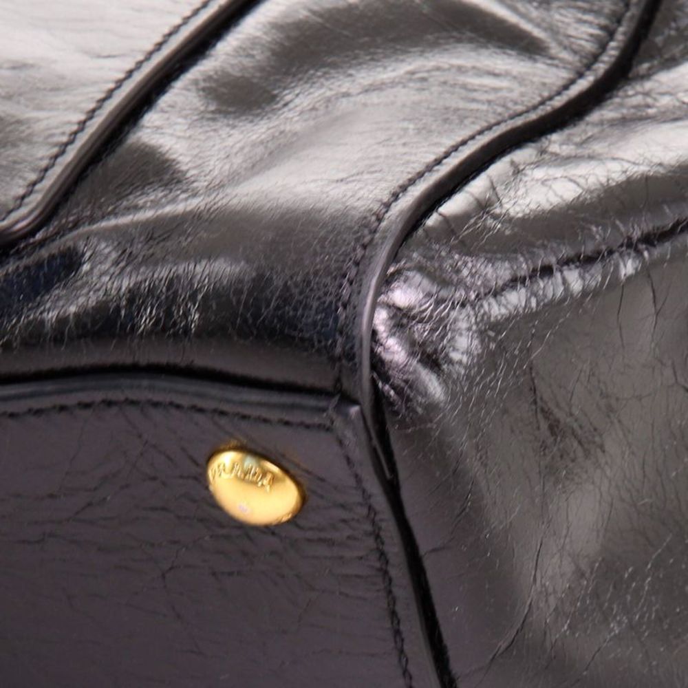 Prada Front Pocket Wing Convertible Tote Glazed Leather Black - Picture 8 of 10